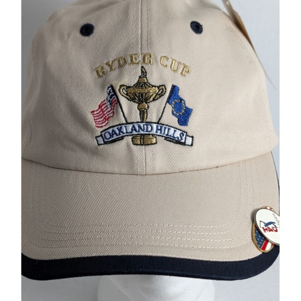 Ryder Cup Oakland Hills Adjustable Hat Cap AHEAD Beige Golf‎ USA Europe New